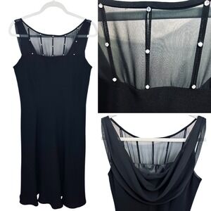 Jones Wear Dress Size 10 Medium Black Sleeveless Rhinestone Special Occasion LBD
